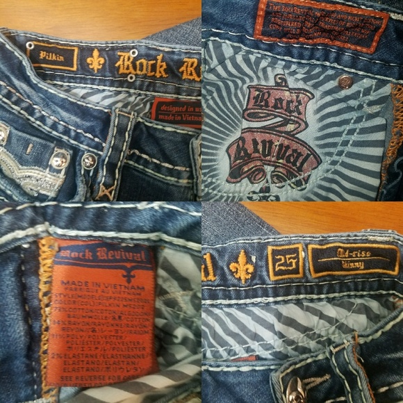 Rock Revival Pilkin Mid-Rise Skinny Stretch Sz 25 - Picture 7 of 8